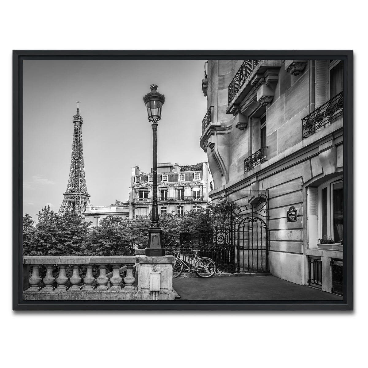 AUTO-MOCKUP WHITE | Parisian Charm Grayscale | 1 Piece | Black Framed Canvas | group=4x3
