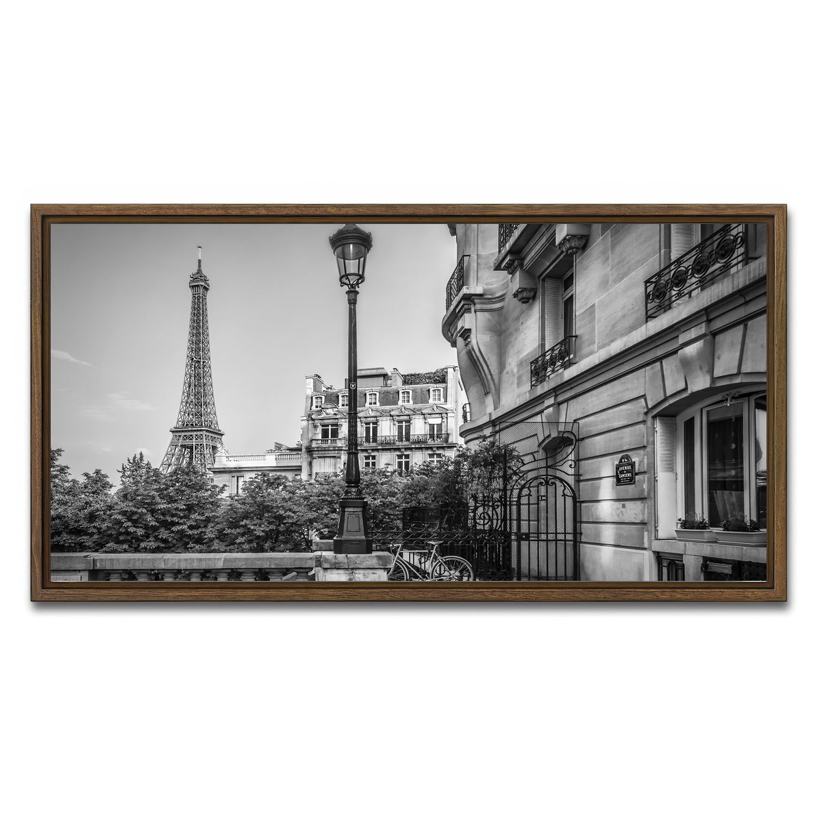 AUTO-MOCKUP WHITE | Parisian Charm Grayscale | 1 Piece | Walnut Framed Canvas | group=2x1