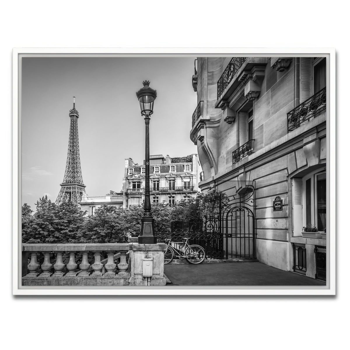 AUTO-MOCKUP WHITE | Parisian Charm Grayscale | 1 Piece | White Framed Canvas | group=4x3