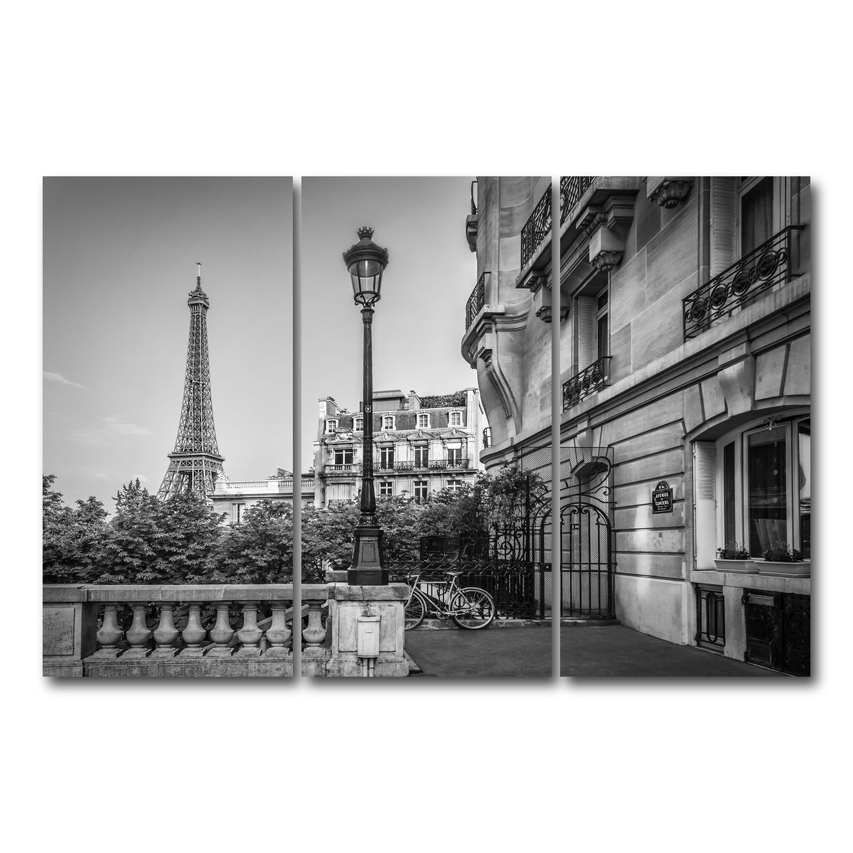 AUTO-MOCKUP WHITE | Parisian Charm Grayscale | 3 Piece | Gallery Wrap Canvas | group=12x24