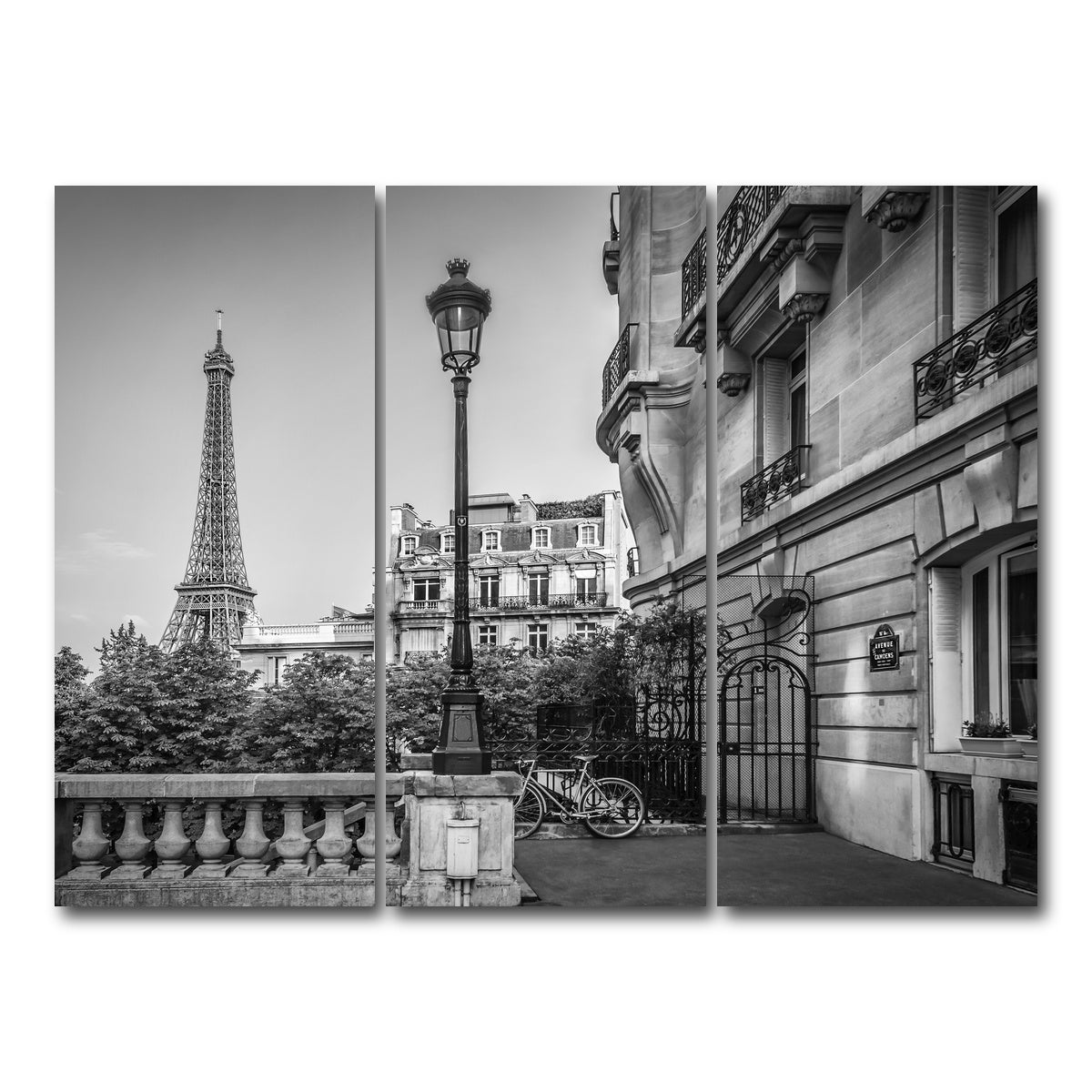 AUTO-MOCKUP WHITE | Parisian Charm Grayscale | 3 Piece | Gallery Wrap Canvas | group=8x18