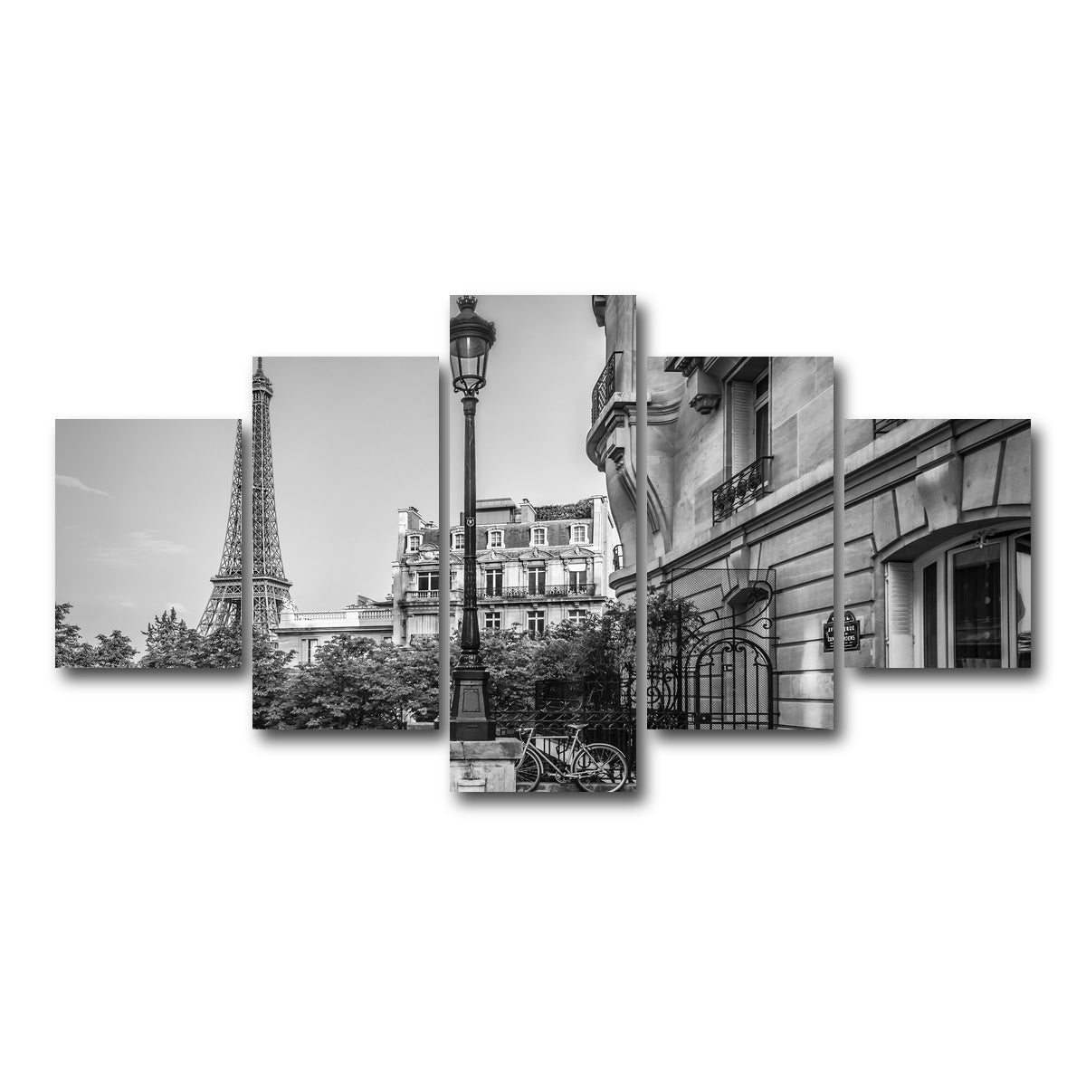 AUTO-MOCKUP WHITE | Parisian Charm Grayscale | 5 Piece | Gallery Wrap Canvas | group=5_short