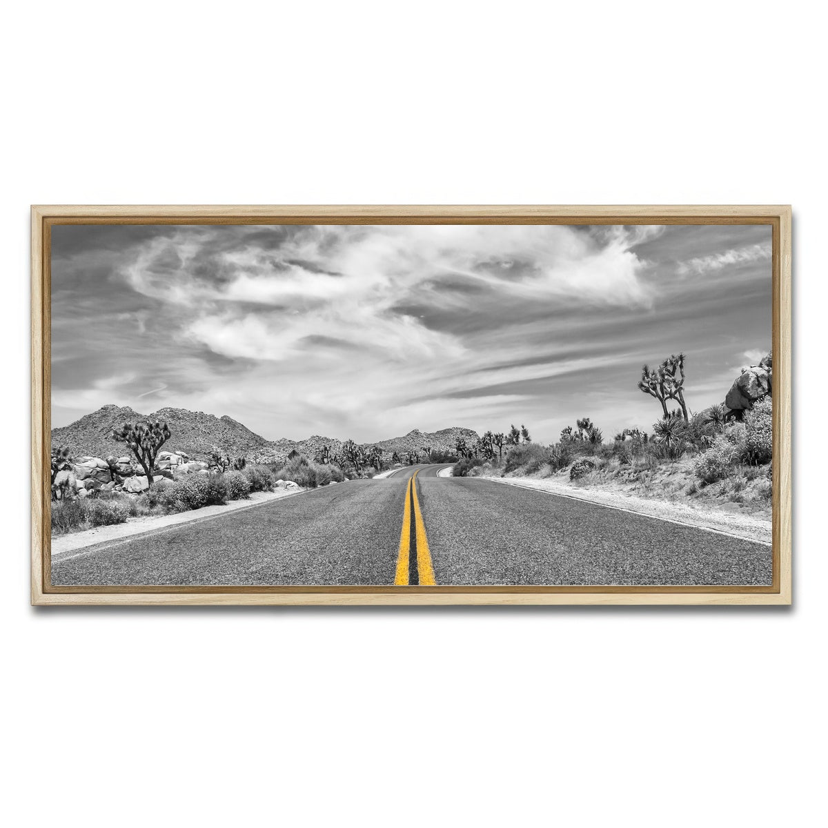 AUTO-MOCKUP WHITE | Park Boulevard with Joshua Trees | 1 Piece | Natural Framed Canvas | group=2x1