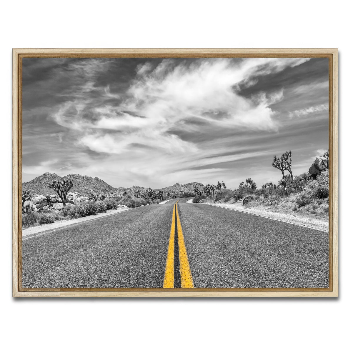 AUTO-MOCKUP WHITE | Park Boulevard with Joshua Trees | 1 Piece | Natural Framed Canvas | group=4x3