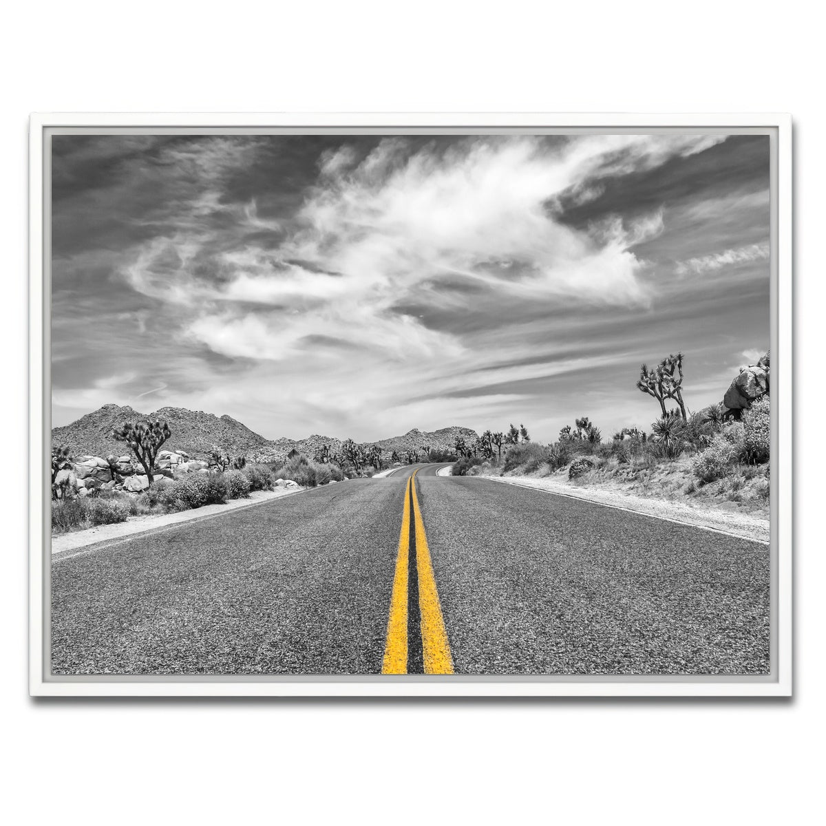 AUTO-MOCKUP WHITE | Park Boulevard with Joshua Trees | 1 Piece | White Framed Canvas | group=4x3