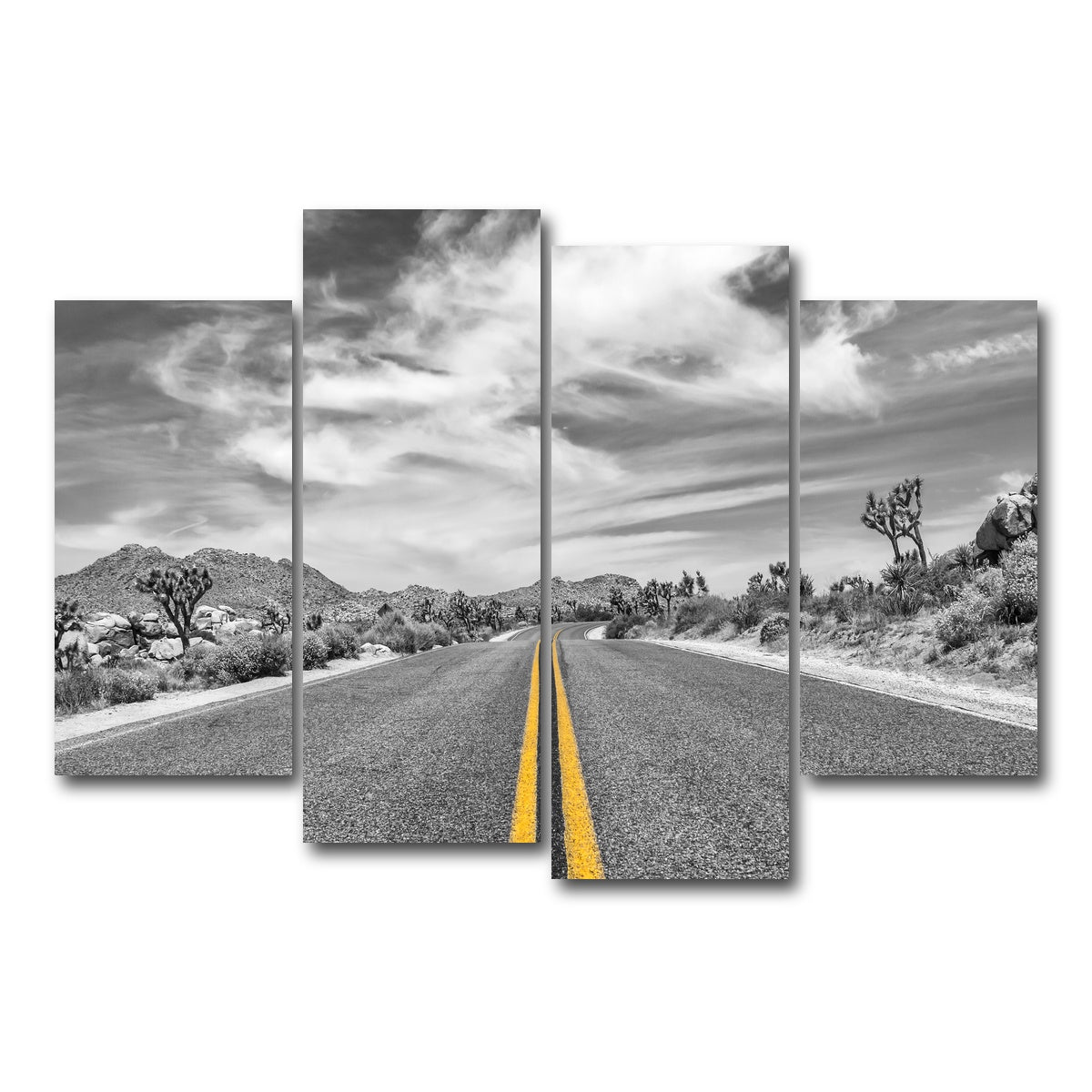 AUTO-MOCKUP WHITE | Park Boulevard with Joshua Trees | 4 Piece | Gallery Wrap Canvas | group=4_short
