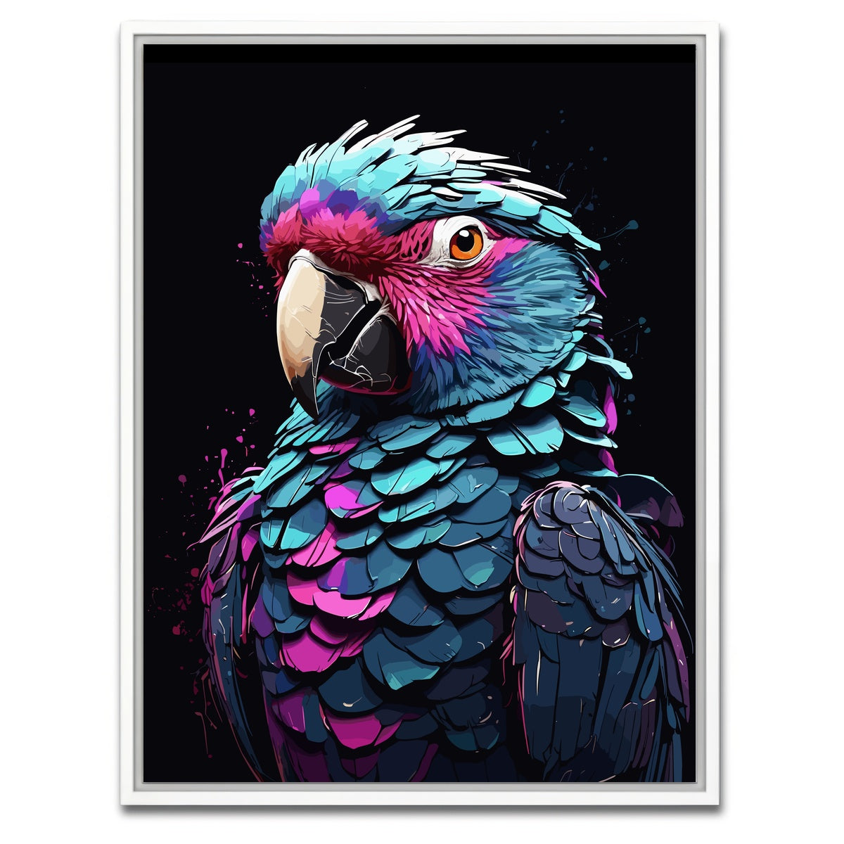AUTO-MOCKUP WHITE | Parrot Animal Colorful | 1 Piece | White Framed Canvas | group=3x4