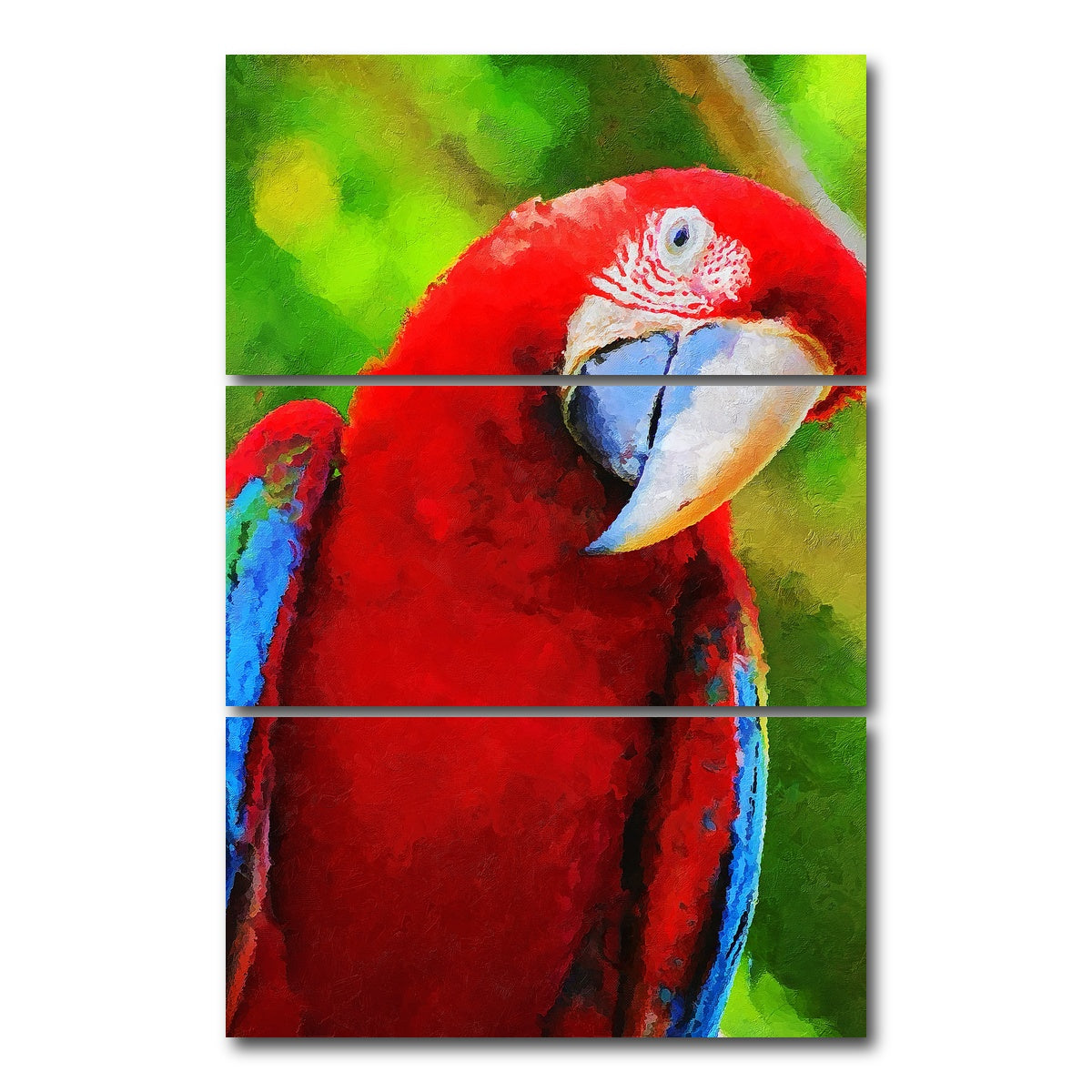 AUTO-MOCKUP WHITE | Parrot Recovered Painting | 3 Piece | Gallery Wrap Canvas | group=12x24_stacked