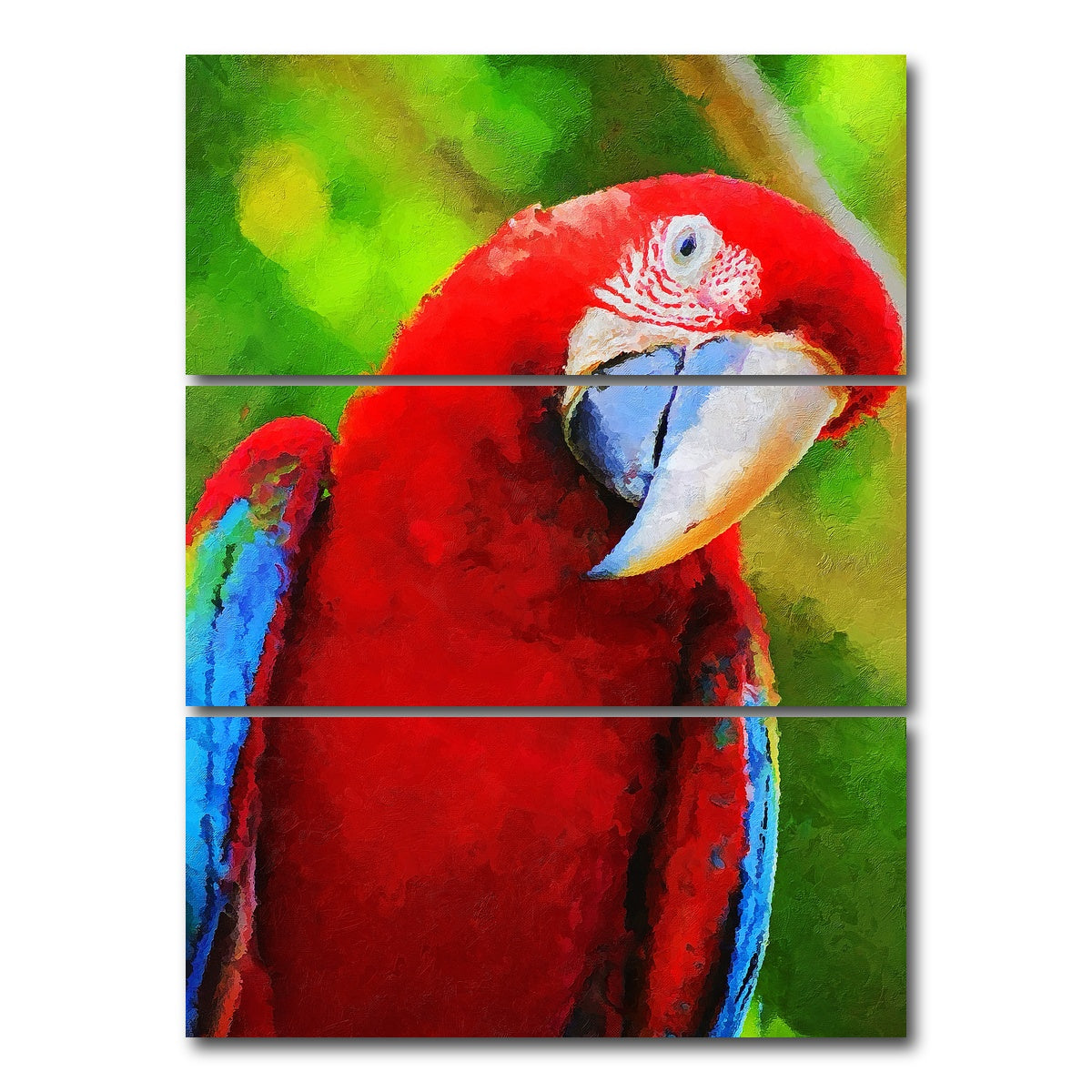 AUTO-MOCKUP WHITE | Parrot Recovered Painting | 3 Piece | Gallery Wrap Canvas | group=8x18_stacked