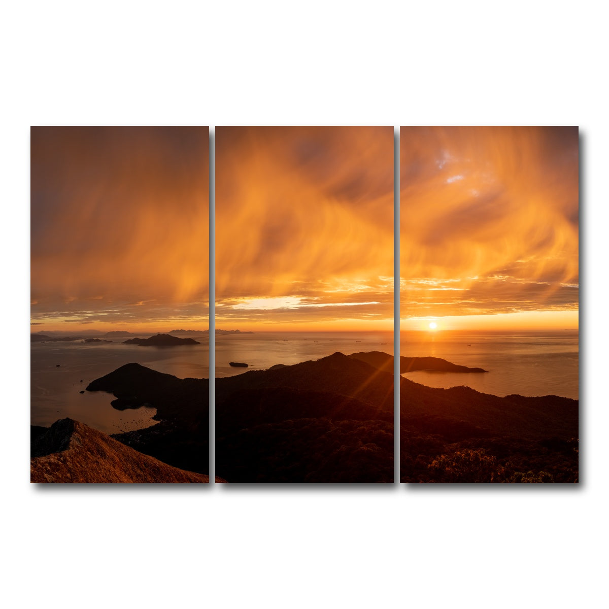 AUTO-MOCKUP WHITE | Parrot's Peak Ilha Grande Brazil | 3 Piece | Gallery Wrap Canvas | group=12x24