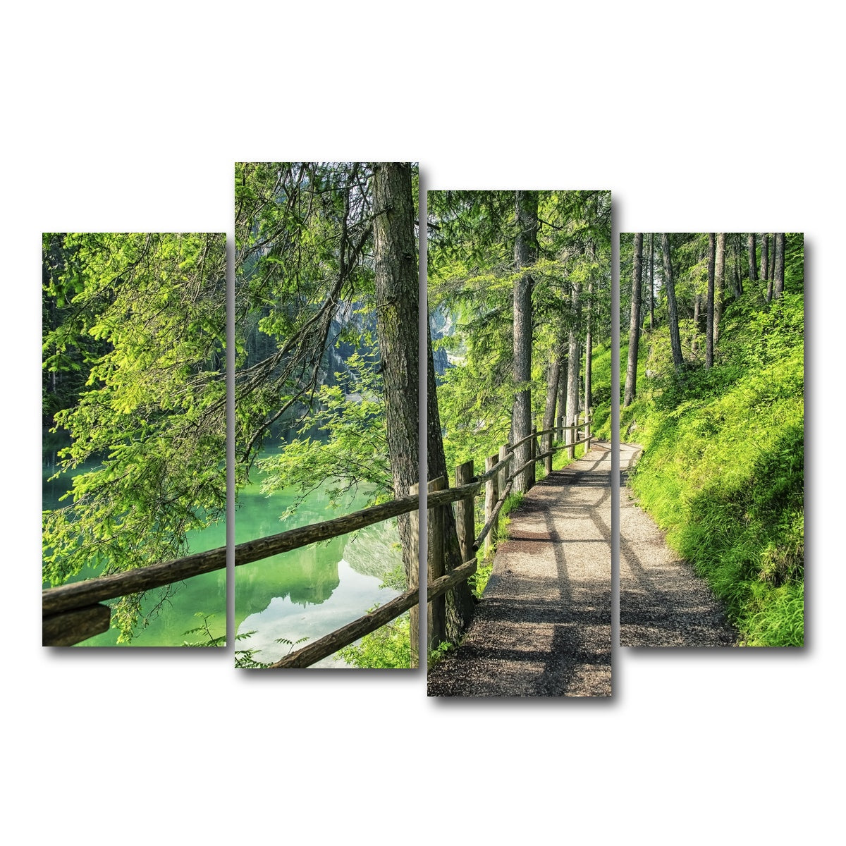 AUTO-MOCKUP WHITE | Path By The Lake | 4 Piece | Gallery Wrap Canvas | group=4_normal