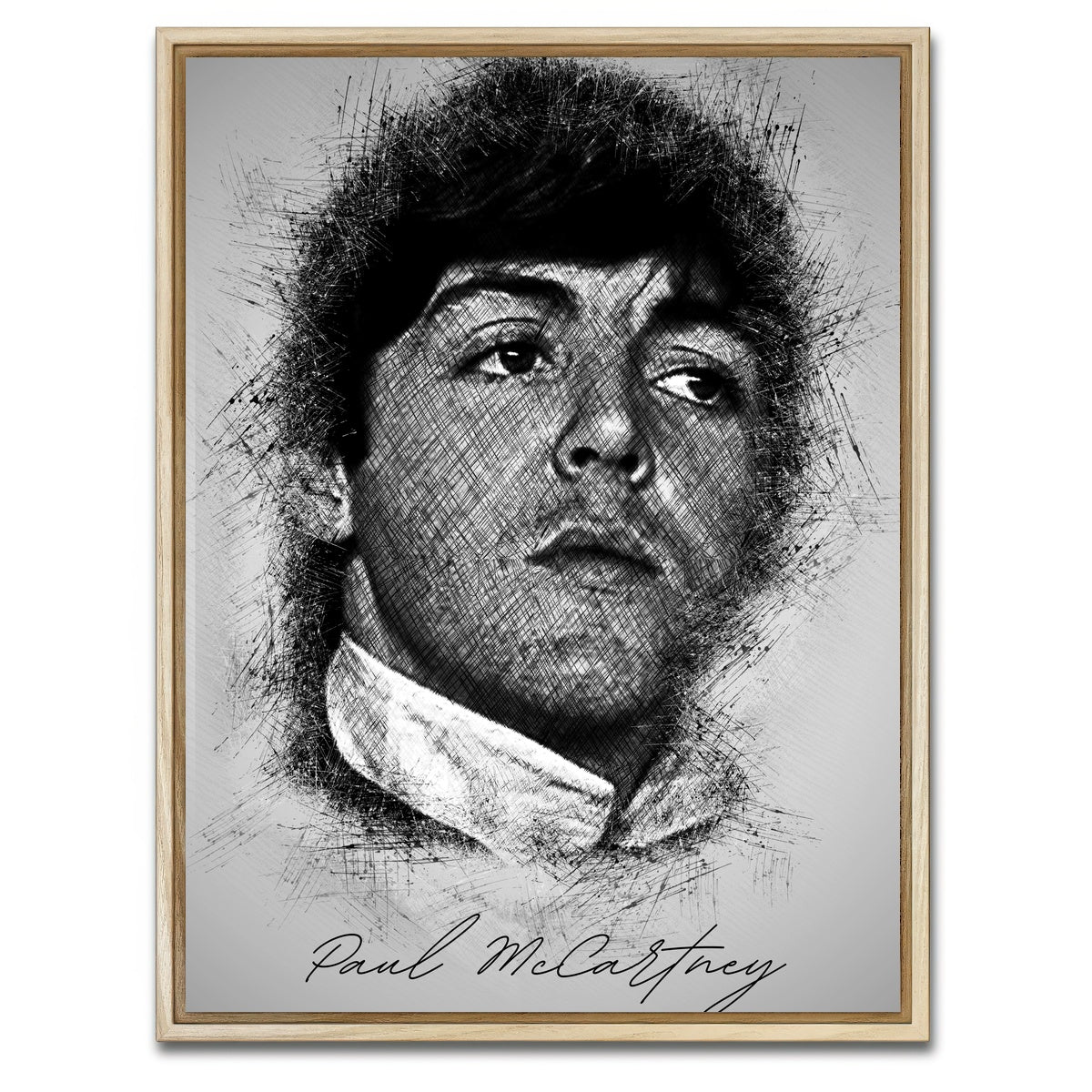 AUTO-MOCKUP WHITE | Paul McCartney Sketch | 1 Piece | Natural Framed Canvas | group=3x4