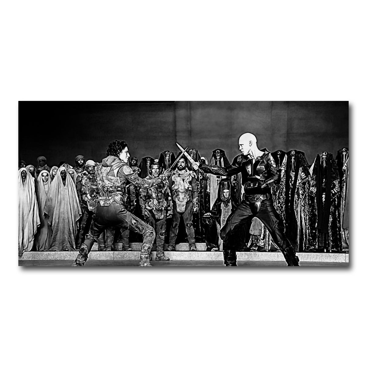 AUTO-MOCKUP WHITE | Paul Vs. Feyd Rautha Grayscale | 1 Piece | Gallery Wrap Canvas | group=2x1