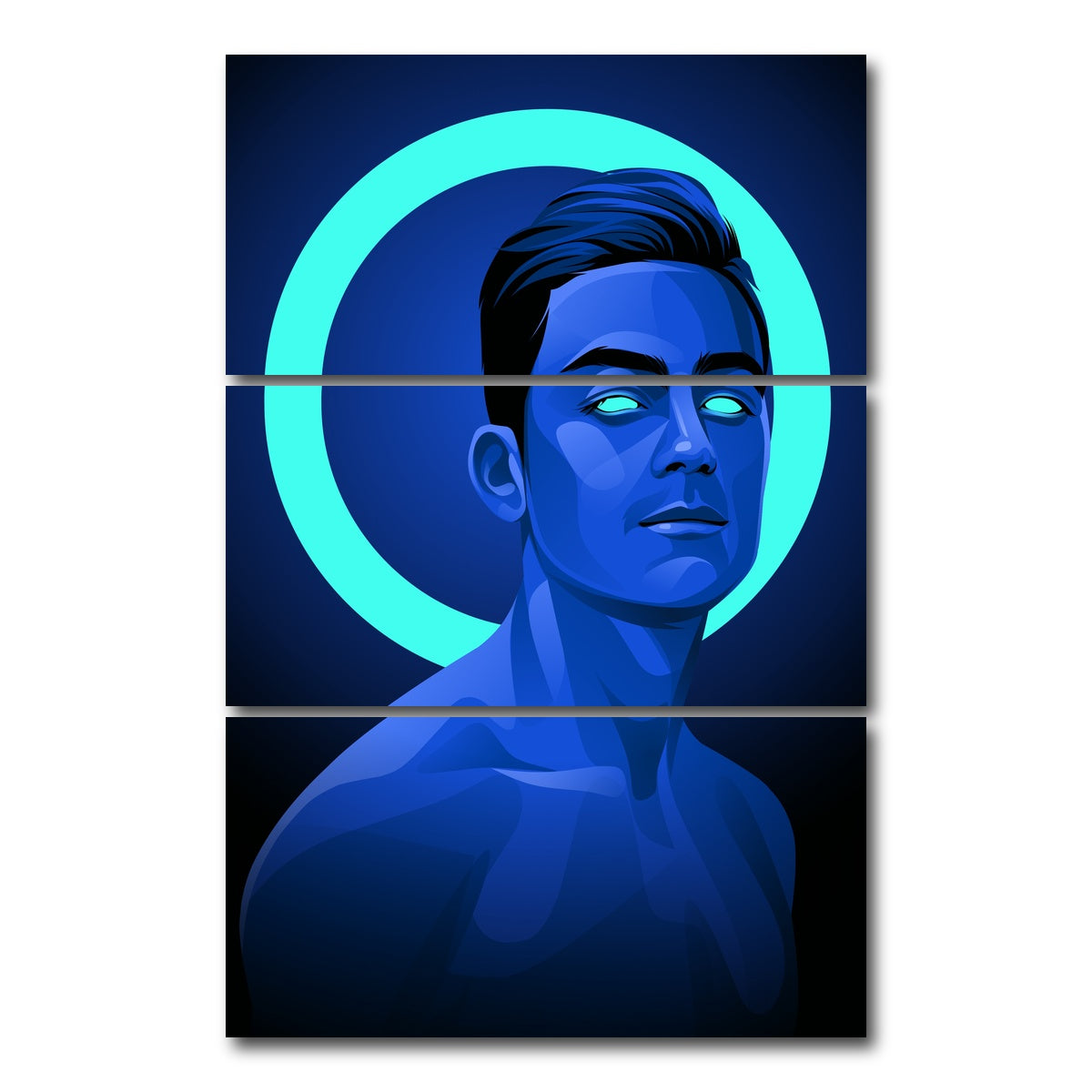 AUTO-MOCKUP WHITE | Paulo Dybala Blue | 3 Piece | Gallery Wrap Canvas | group=12x24_stacked