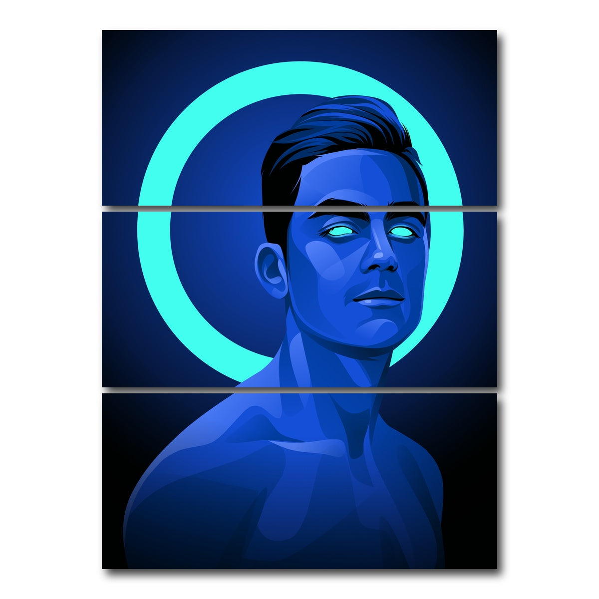 AUTO-MOCKUP WHITE | Paulo Dybala Blue | 3 Piece | Gallery Wrap Canvas | group=8x18_stacked