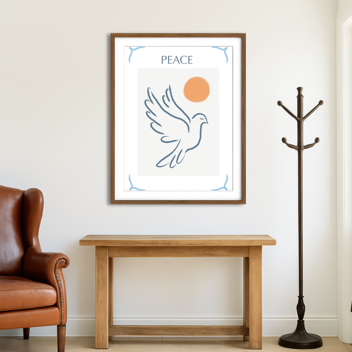 AUTO-MOCKUP ROOM | Peace Blue Wall Art