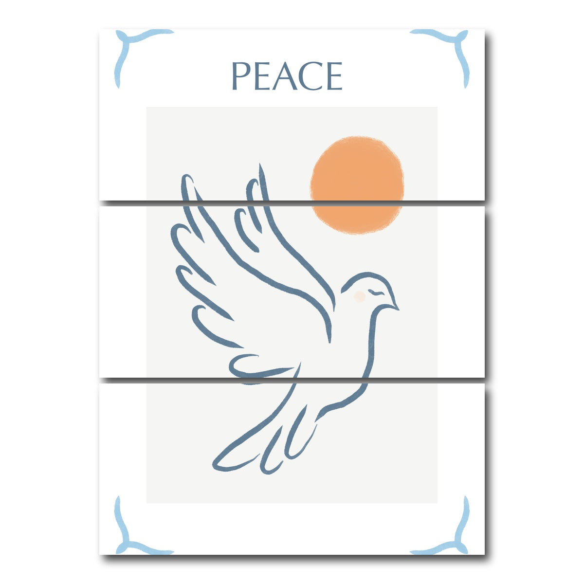 AUTO-MOCKUP WHITE | Peace Blue | 3 Piece | Gallery Wrap Canvas | group=8x18_stacked