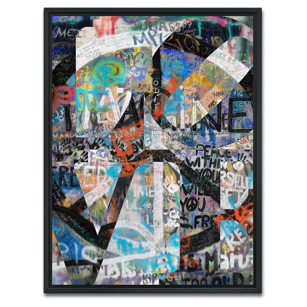 AUTO-MOCKUP WHITE | Peace Love | 1 Piece | Black Framed Canvas | group=3x4