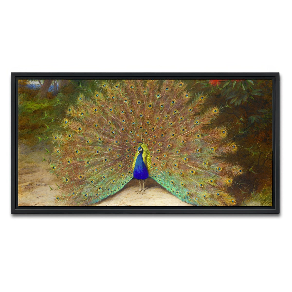 AUTO-MOCKUP WHITE | Peacock and Butterfly | 1 Piece | Black Framed Canvas | group=2x1