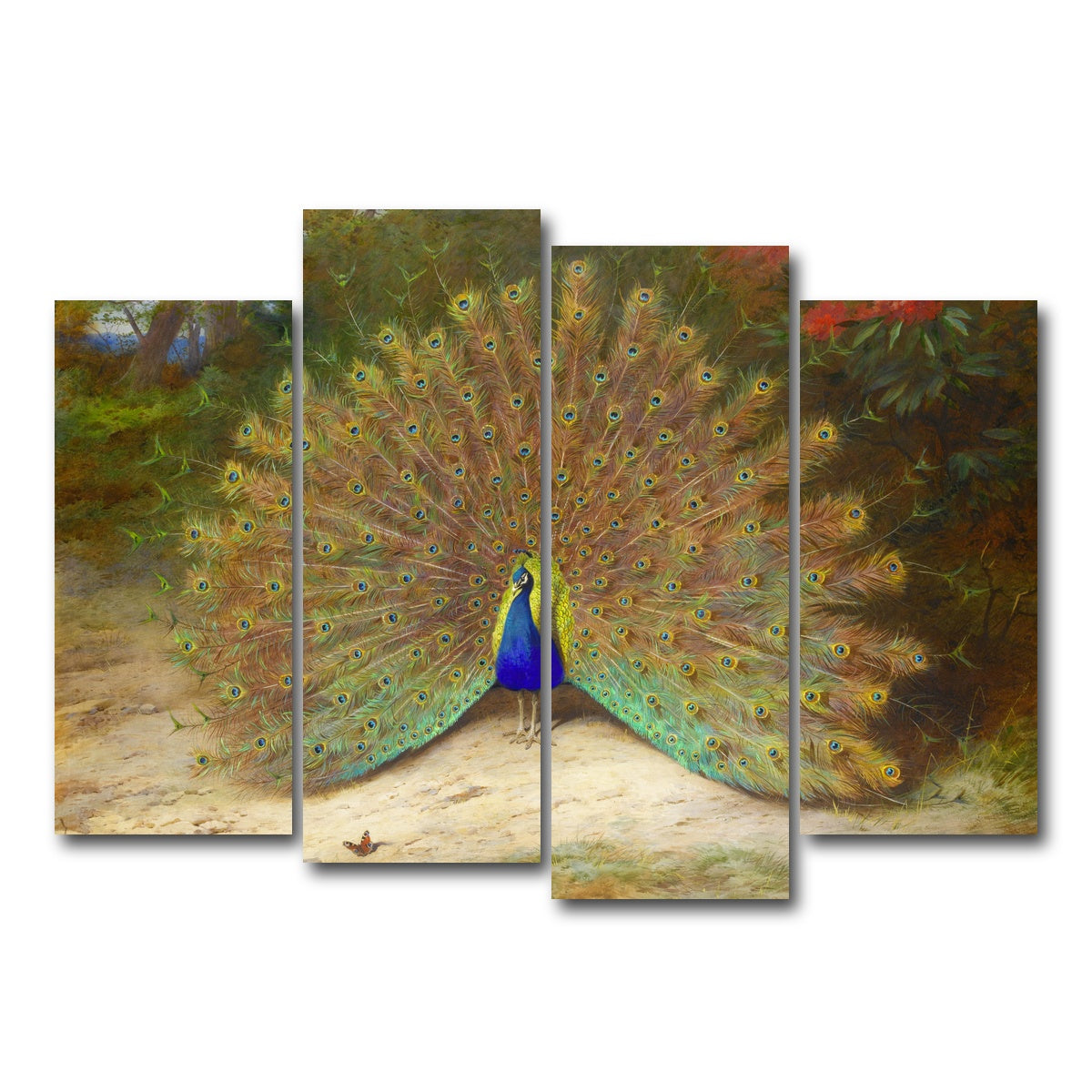 AUTO-MOCKUP WHITE | Peacock and Butterfly | 4 Piece | Gallery Wrap Canvas | group=4_normal