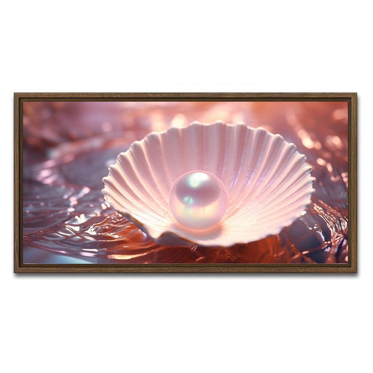AUTO-MOCKUP WHITE | Pearl & Seashell | 1 Piece | Walnut Framed Canvas | group=2x1