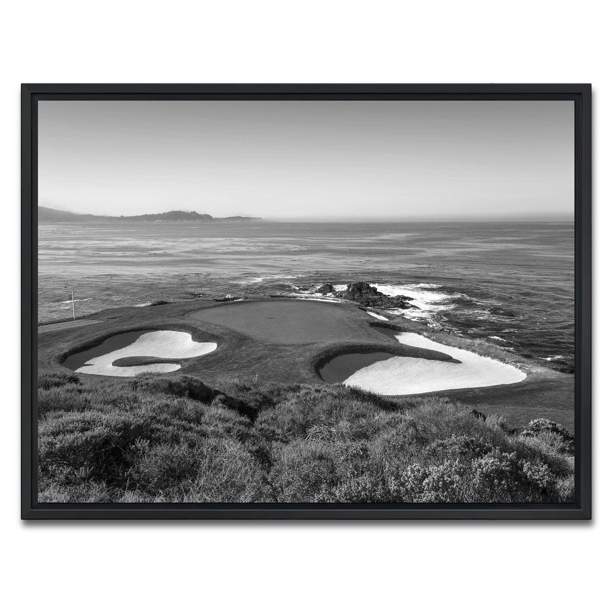 AUTO-MOCKUP WHITE | Pebble Beach Grayscale | 1 Piece | Black Framed Canvas | group=4x3