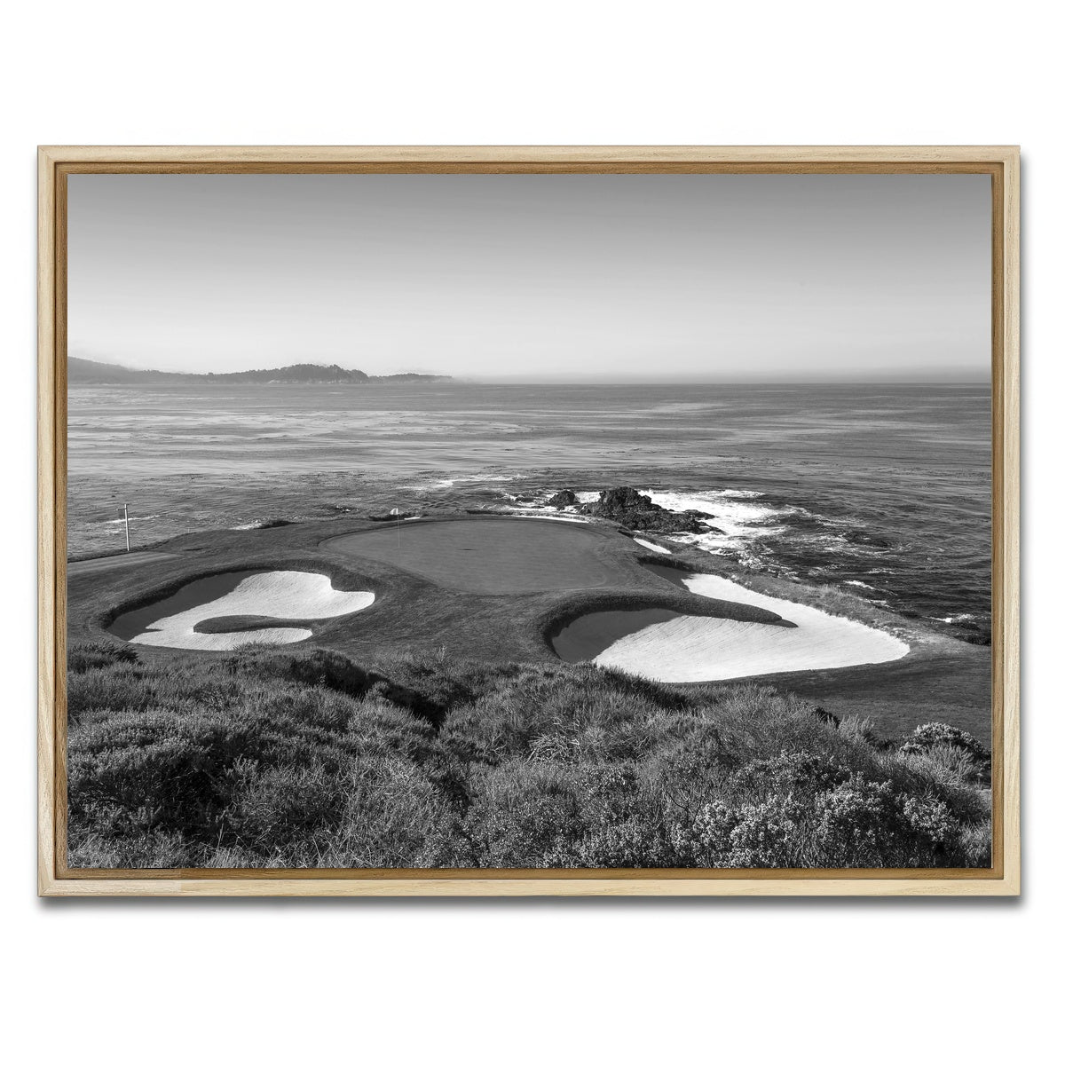AUTO-MOCKUP WHITE | Pebble Beach Grayscale | 1 Piece | Natural Framed Canvas | group=4x3