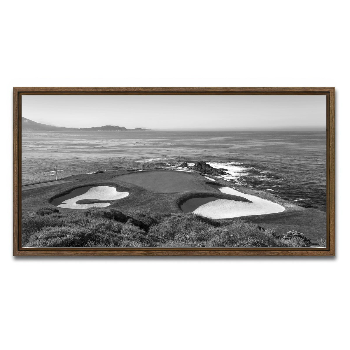 AUTO-MOCKUP WHITE | Pebble Beach Grayscale | 1 Piece | Walnut Framed Canvas | group=2x1