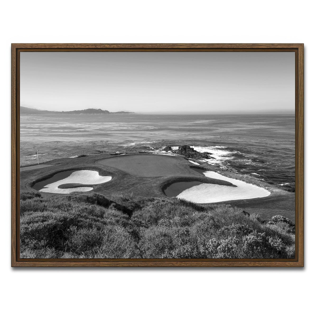 AUTO-MOCKUP WHITE | Pebble Beach Grayscale | 1 Piece | Walnut Framed Canvas | group=4x3