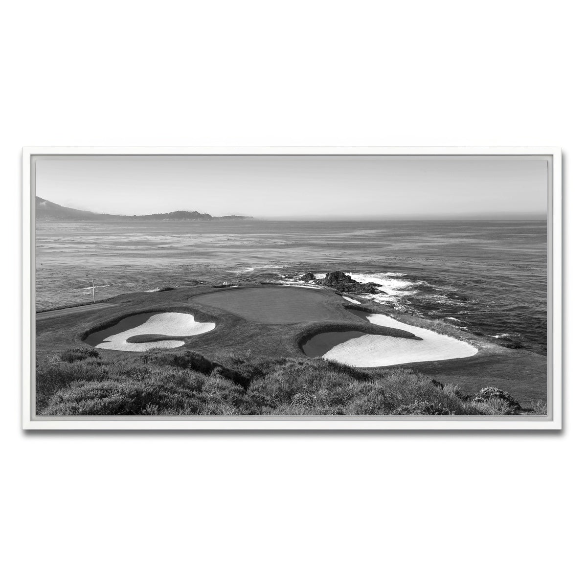 AUTO-MOCKUP WHITE | Pebble Beach Grayscale | 1 Piece | White Framed Canvas | group=2x1