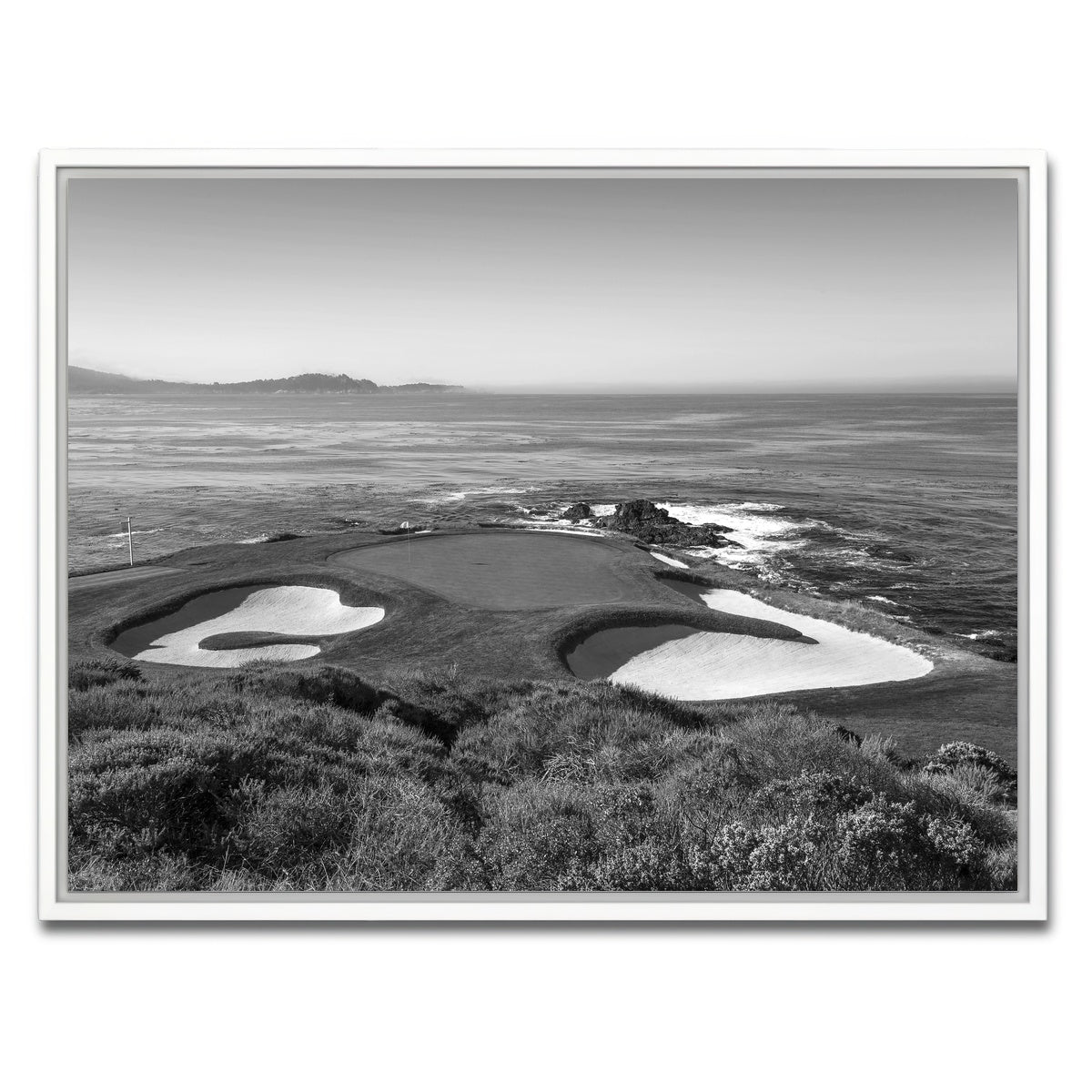 AUTO-MOCKUP WHITE | Pebble Beach Grayscale | 1 Piece | White Framed Canvas | group=4x3