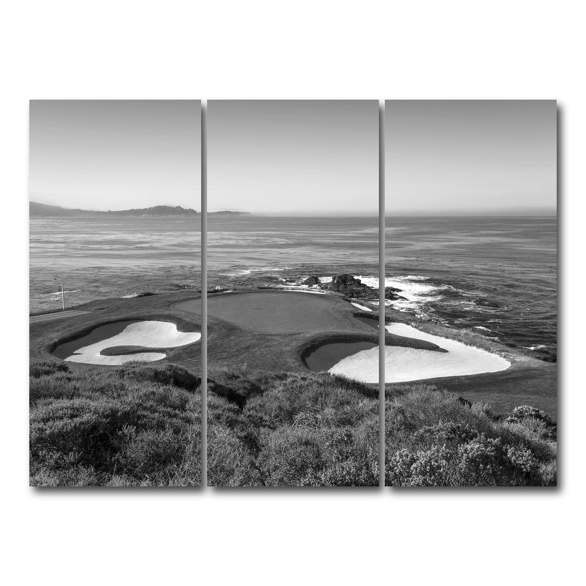 AUTO-MOCKUP WHITE | Pebble Beach Grayscale | 3 Piece | Gallery Wrap Canvas | group=8x18