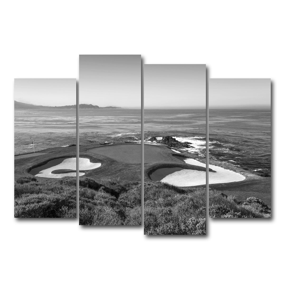 AUTO-MOCKUP WHITE | Pebble Beach Grayscale | 4 Piece | Gallery Wrap Canvas | group=4_normal