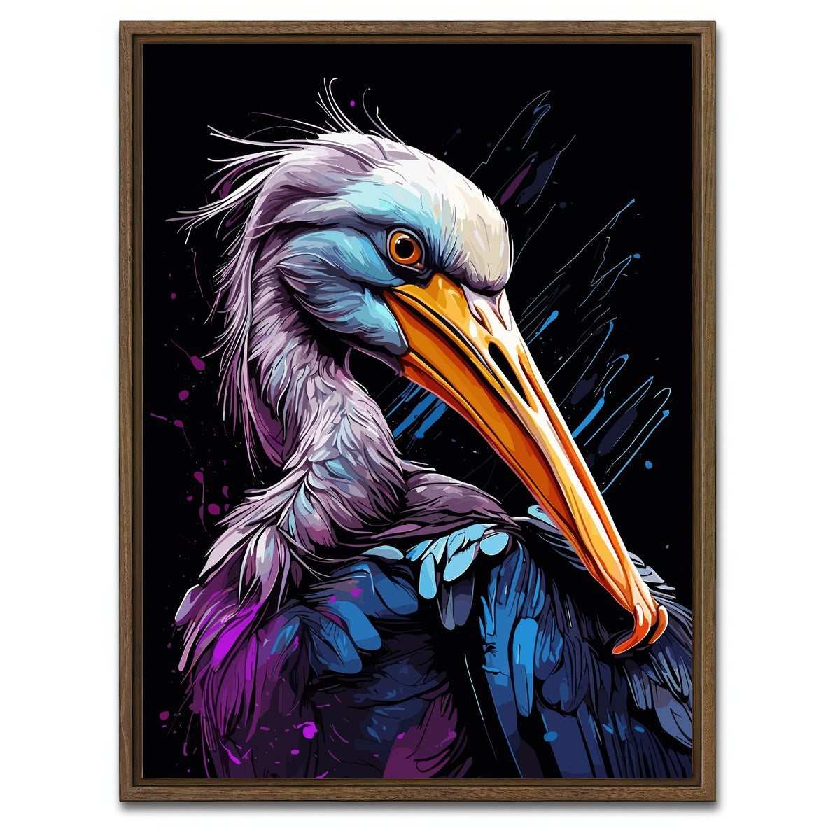 AUTO-MOCKUP WHITE | Pelican Animal Colorful | 1 Piece | Walnut Framed Canvas | group=3x4