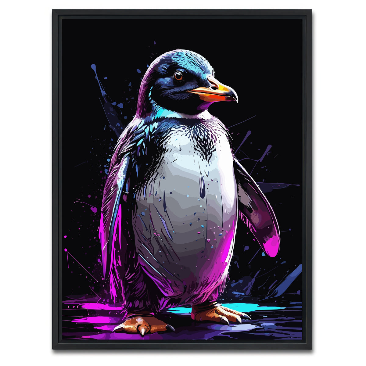 AUTO-MOCKUP WHITE | Penguin Animal Colorful Wall Art | 1 Piece | Black Frame | group=3x4