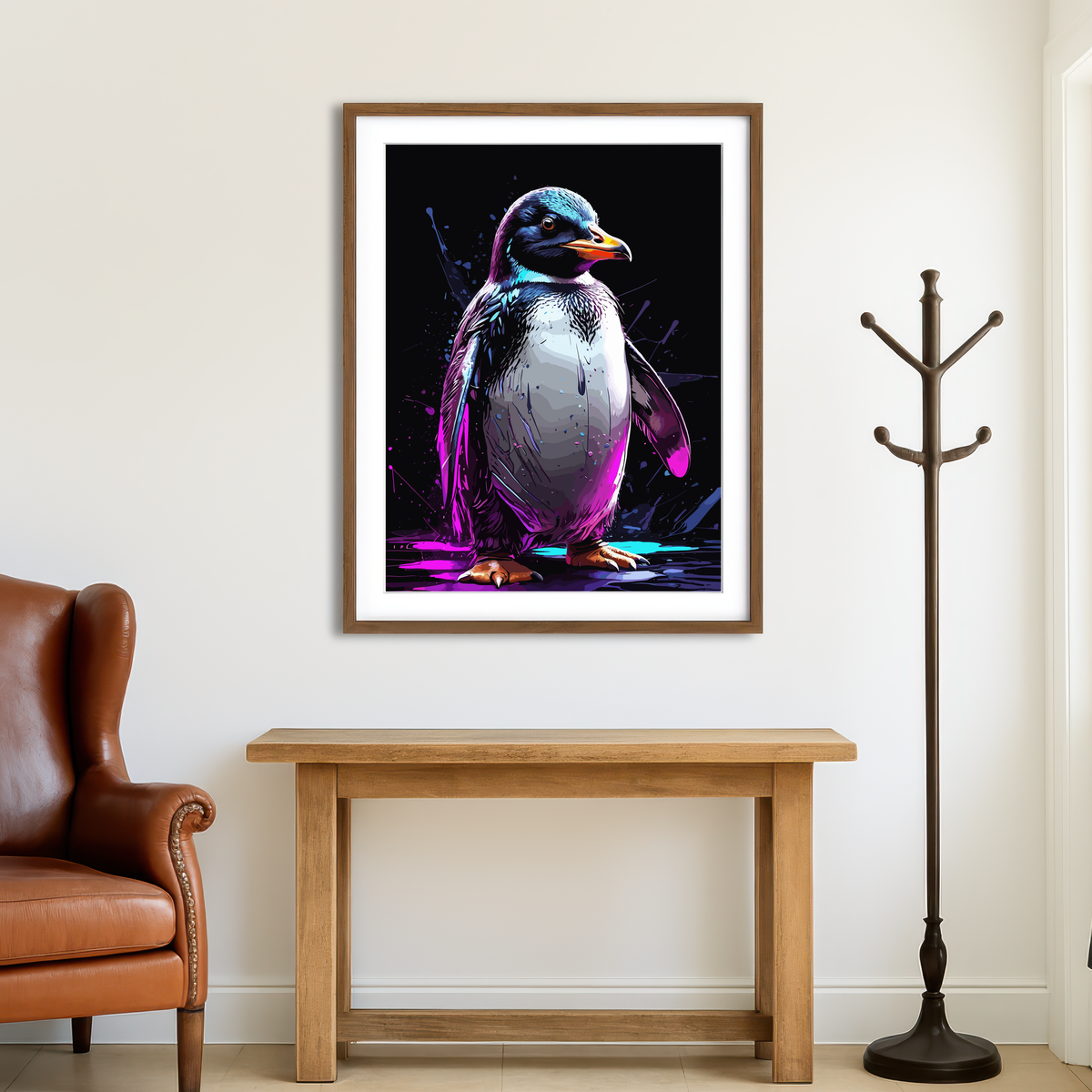 AUTO-MOCKUP ROOM | Penguin Animal Colorful Wall Art