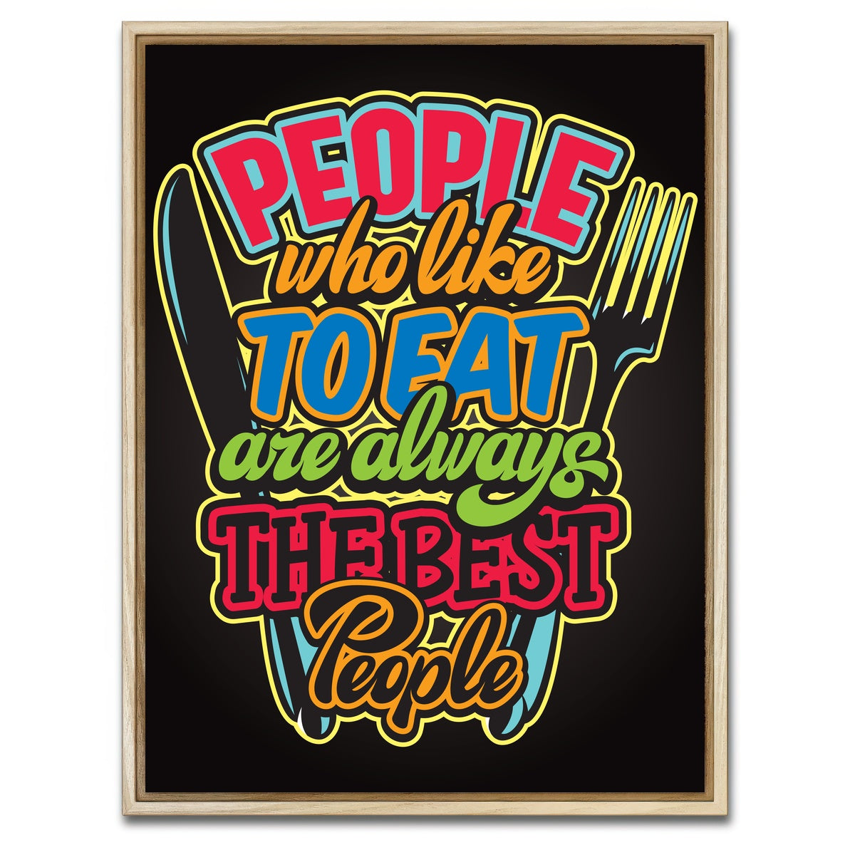 AUTO-MOCKUP WHITE | People Who Like to Eat | 1 Piece | Natural Framed Canvas | group=3x4