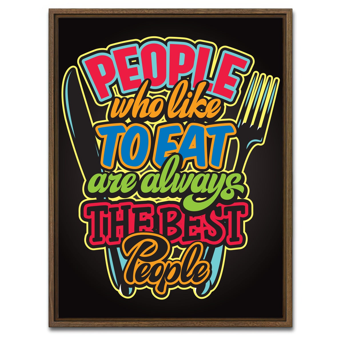 AUTO-MOCKUP WHITE | People Who Like to Eat | 1 Piece | Walnut Framed Canvas | group=3x4