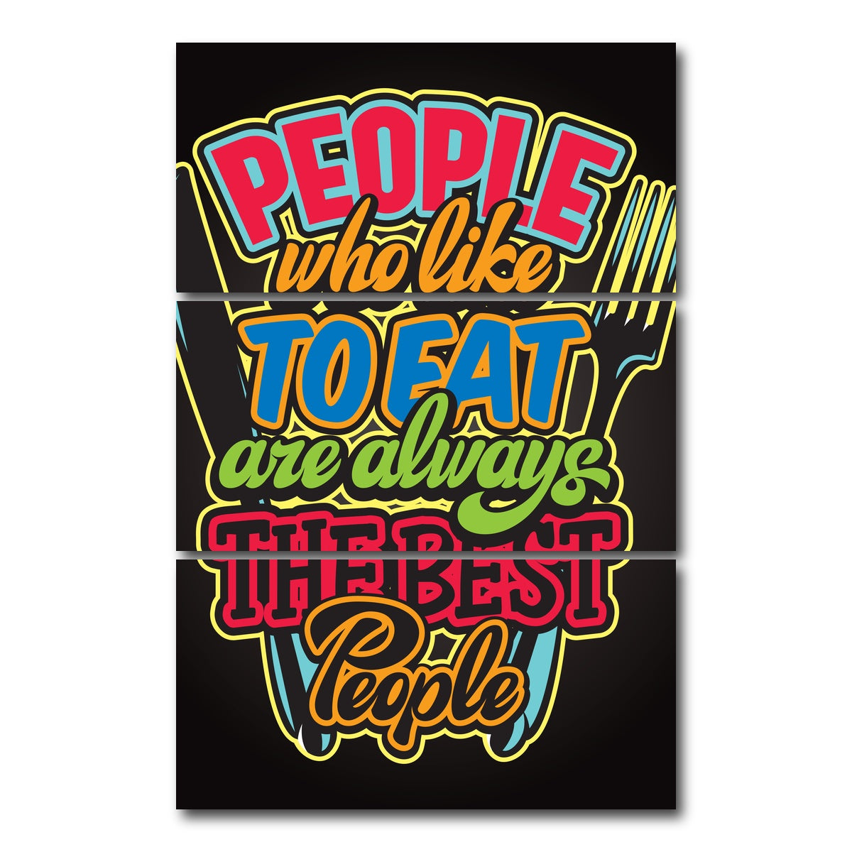 AUTO-MOCKUP WHITE | People Who Like to Eat | 3 Piece | Gallery Wrap Canvas | group=12x24_stacked