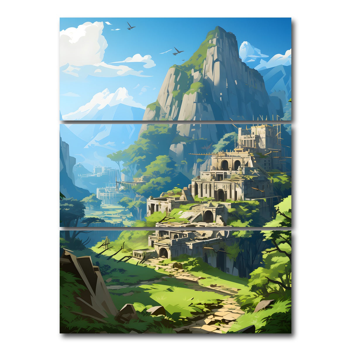 AUTO-MOCKUP WHITE | Peru - Machu Picchu | 3 Piece | Gallery Wrap Canvas | group=8x18_stacked