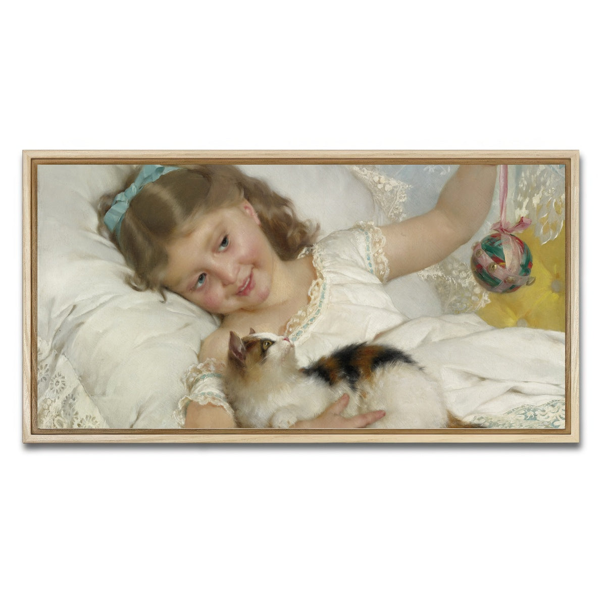 AUTO-MOCKUP WHITE | Petite Fille et Chat | 1 Piece | Natural Framed Canvas | group=2x1