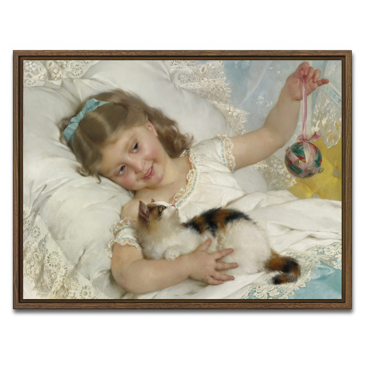 AUTO-MOCKUP WHITE | Petite Fille et Chat | 1 Piece | Walnut Framed Canvas | group=4x3