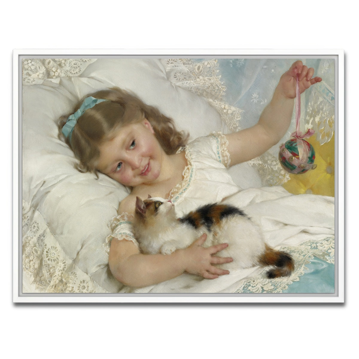 AUTO-MOCKUP WHITE | Petite Fille et Chat | 1 Piece | White Framed Canvas | group=4x3