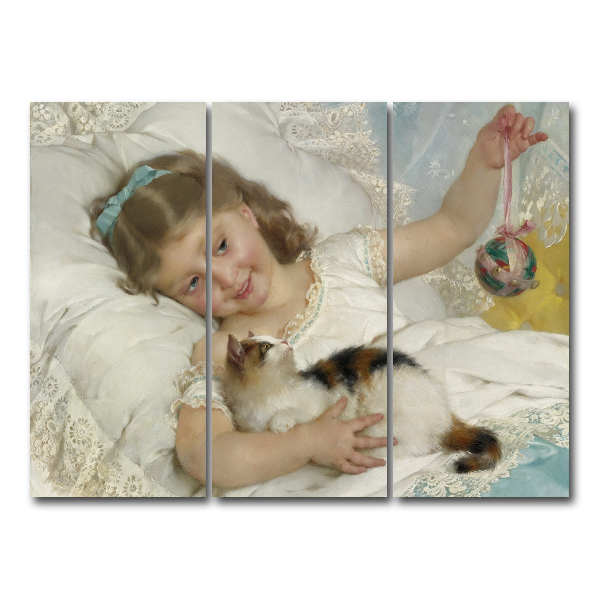 AUTO-MOCKUP WHITE | Petite Fille et Chat | 3 Piece | Gallery Wrap Canvas | group=8x18