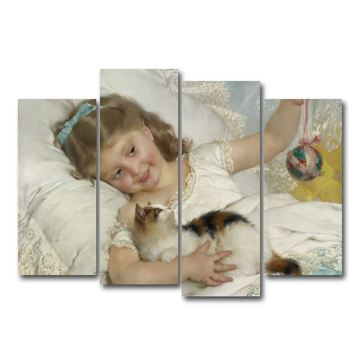 AUTO-MOCKUP WHITE | Petite Fille et Chat | 4 Piece | Gallery Wrap Canvas | group=4_normal