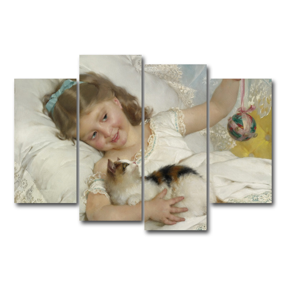 AUTO-MOCKUP WHITE | Petite Fille et Chat | 4 Piece | Gallery Wrap Canvas | group=4_short