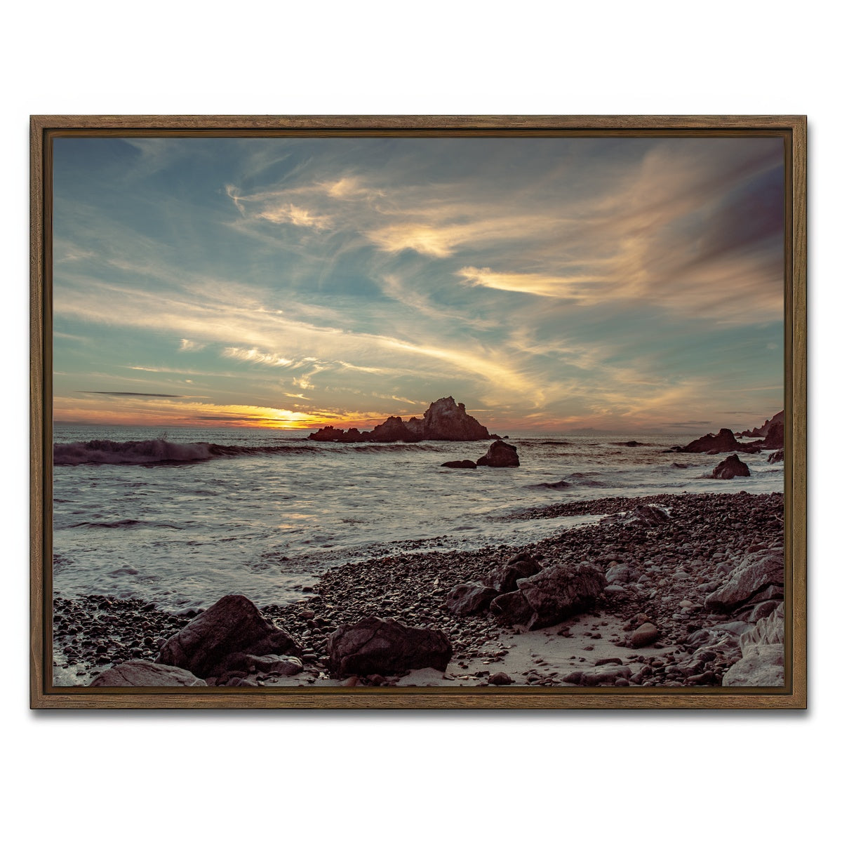 AUTO-MOCKUP WHITE | Pfieffer Beach Sunset | 1 Piece | Walnut Framed Canvas | group=4x3