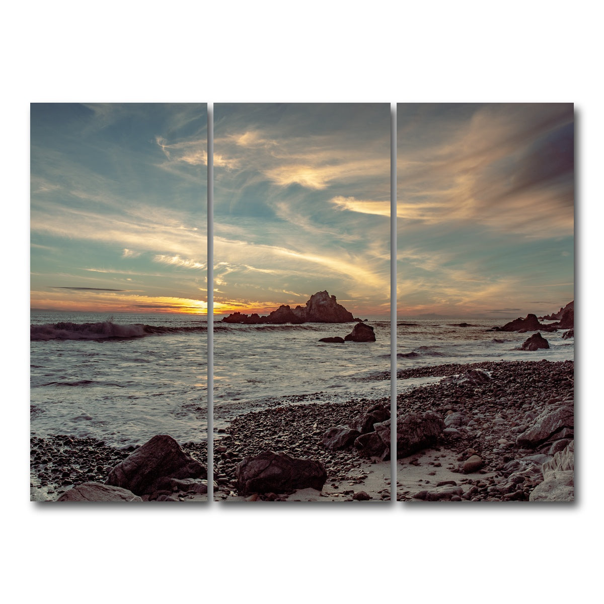 AUTO-MOCKUP WHITE | Pfieffer Beach Sunset | 3 Piece | Gallery Wrap Canvas | group=8x18