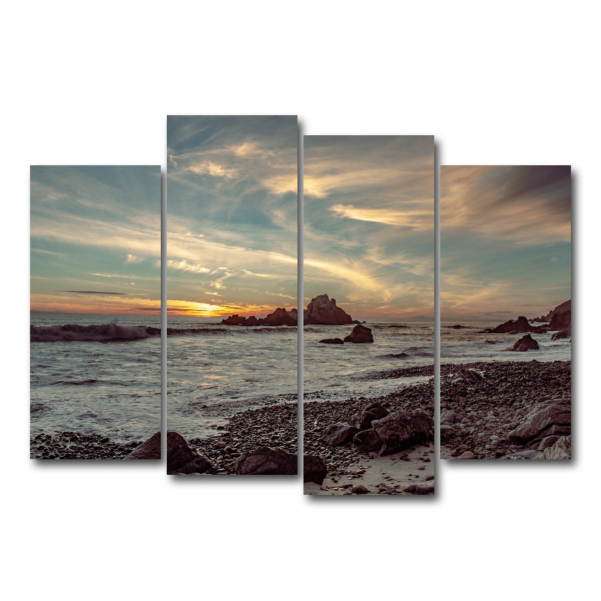 AUTO-MOCKUP WHITE | Pfieffer Beach Sunset | 4 Piece | Gallery Wrap Canvas | group=4_normal