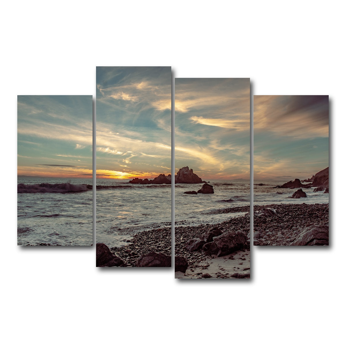 AUTO-MOCKUP WHITE | Pfieffer Beach Sunset | 4 Piece | Gallery Wrap Canvas | group=4_short